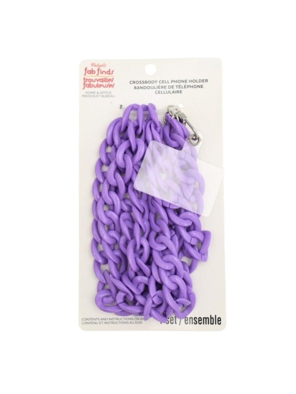 Fab Finds Purple Acrylic Crossbody Cell Phone Chain Strap Holder 47" New